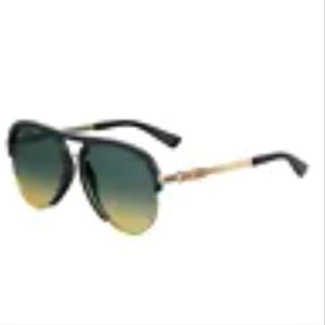 NWT AUTHENTIC MOSCHINO SUNGLASSES. Black, Gold frames, green polarized lenses